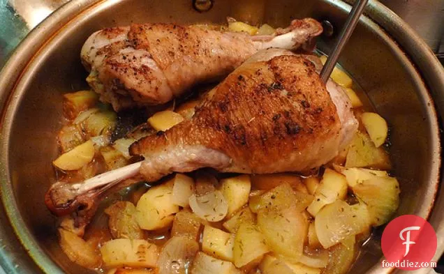 Turkey Legs With Apples, Parsnips And Onion With Polenta