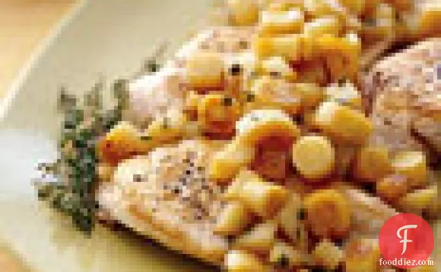 Sauteed Chicken with Parsnip, Apple, and Sherry Pan Sauce