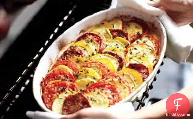 Baked Tomatoes, Squash, And Potatoes