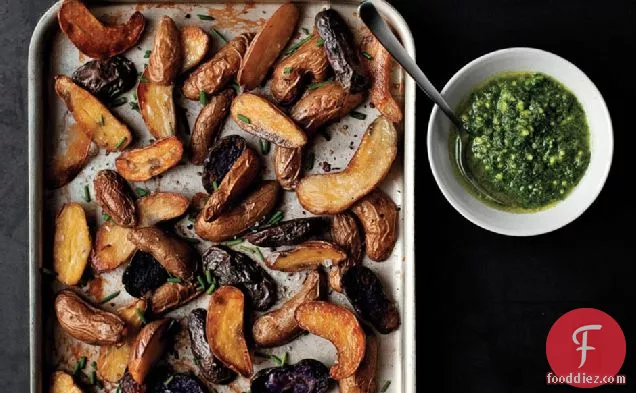 Roasted Fingerling Potatoes With Chive Pesto