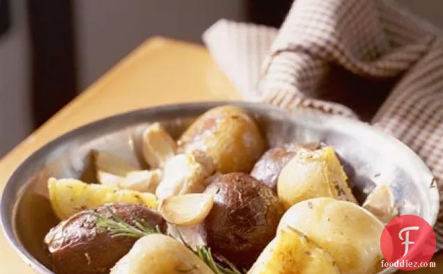 Roasted Variegated Potatoes With Garlic and Rosemary