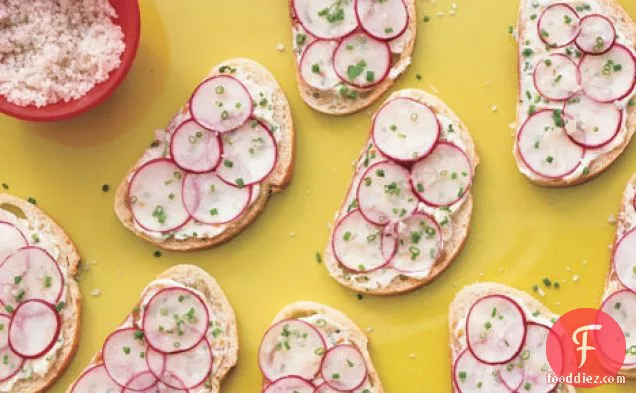 Radish-Chive Tea Sandwiches with Sesame and Ginger