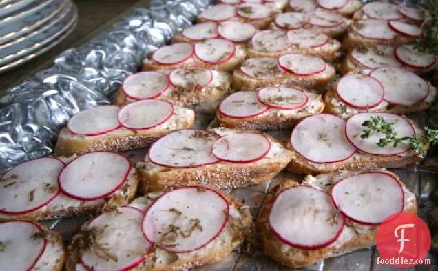 Radish And Truffle Butter Open-faced Sandwiches Or 