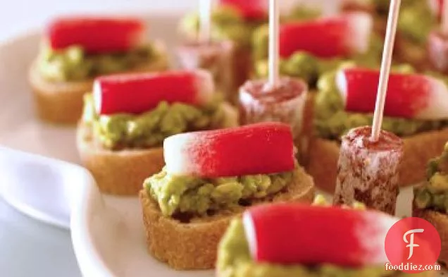 Avocado And Radish Canapés With Smoked Salt