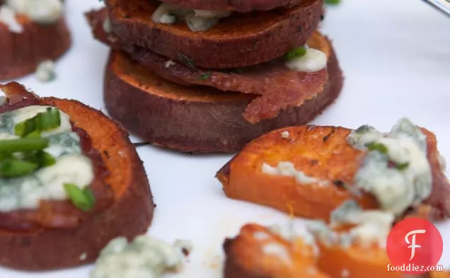 Sweet Potatoes With Blue Cheese & Bacon