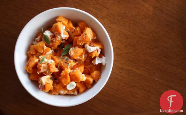 Sweet Potatoes With Goat Cheese & Sage