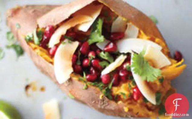 Sweet Potatoes With Coconut, Pomegranate, And Lime