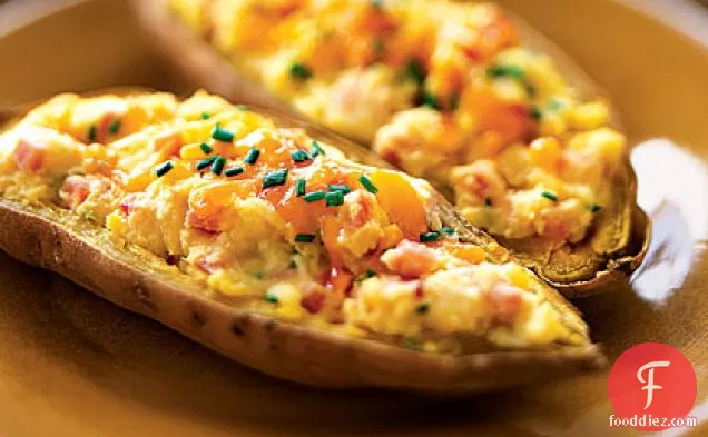 Twice-Baked Sweet Potatoes With Bacon and Sour Cream