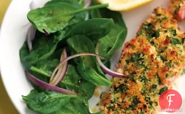 Herb-crusted Salmon With Spinach Salad