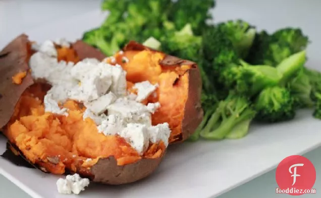 Sweet Potato With Herbed Goat Cheese & Greens