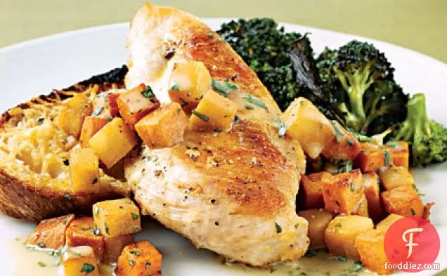 Sautéed Chicken with Sweet Potatoes and Pears