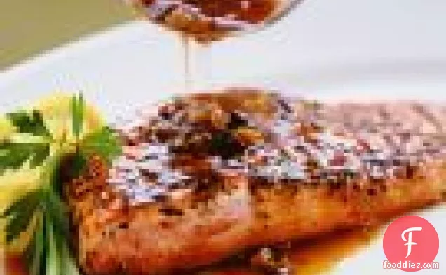 Pepper-crusted Salmon With Olive Sauce