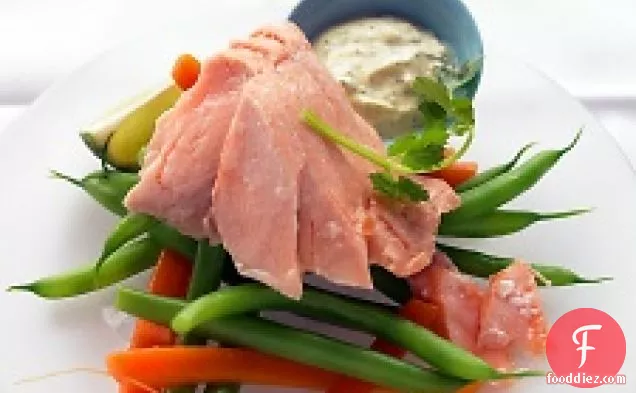 Poached Salmon With Curried Yogurt Sauce