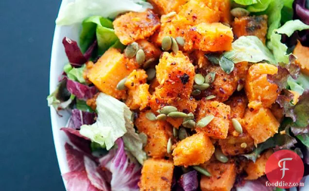 Roasted Sweet Potatoes With Smoked Paprika And Mixed Leaves