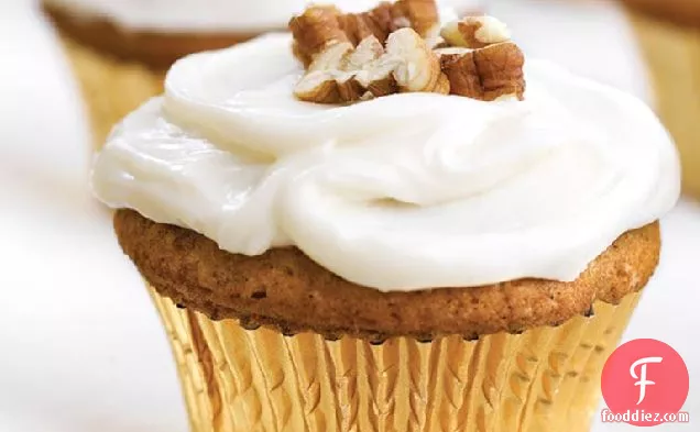 Sweet Potato-Pecan Cupcakes With Cream Cheese Frosting