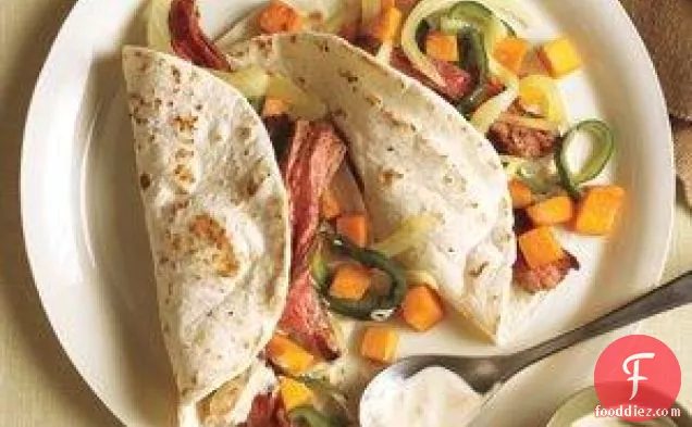 Steak Fajitas With Sweet Potato And Poblano