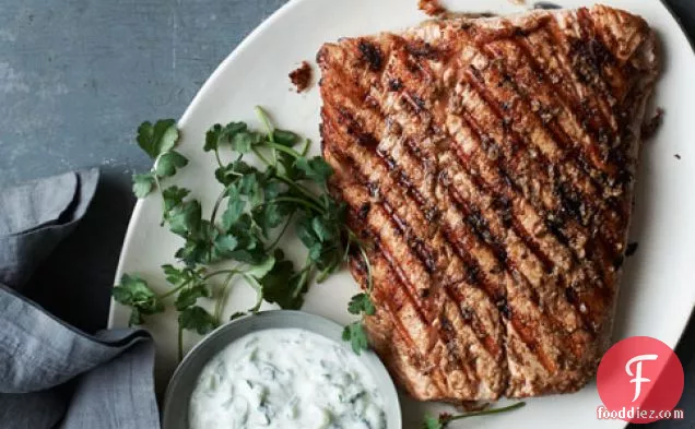 Grilled Salmon With Indian Spices And Raita
