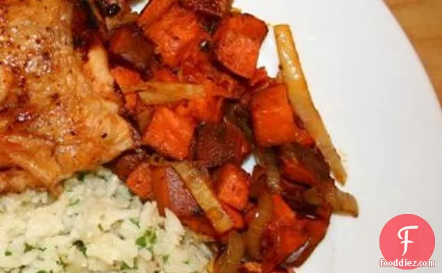 Eat For Eight Bucks: Chili Roasted Chicken And Sweet Potatoes