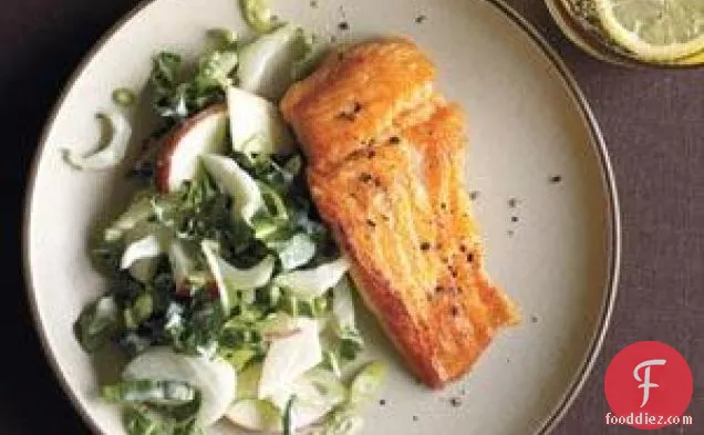 Salmon With Bok Choy And Apple Slaw