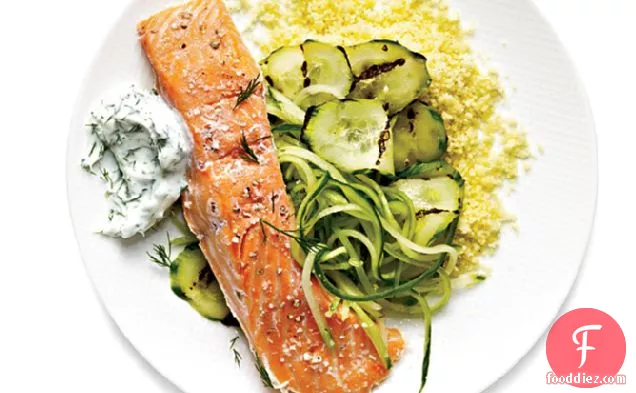 Sous Vide Salmon with Cucumbers