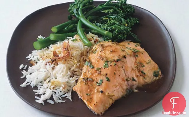 Lime- And Honey-glazed Salmon With Basmati And Broccolini