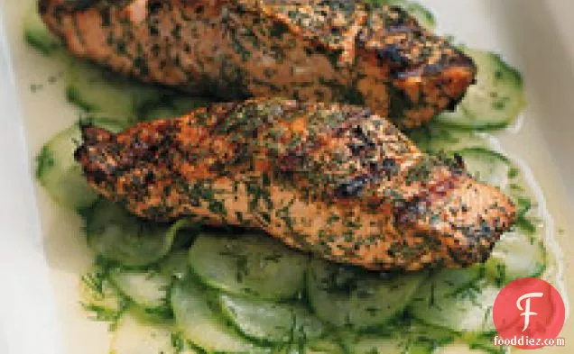 Dill Marinated Salmon With Pickled Cucumbers