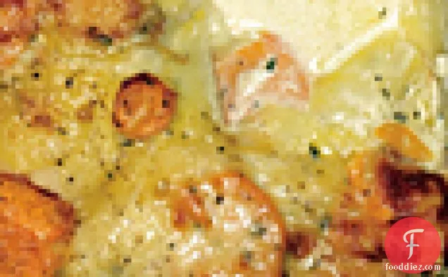 Scalloped Yukon Gold and Sweet Potato Gratin with Fresh Herbs