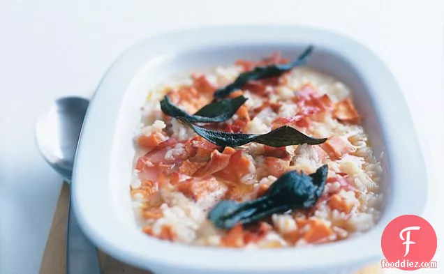 Pancetta, Sweet Potato And Sage Baked Risotto