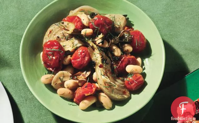 Olive-oil-roasted Tomatoes And Fennel With White Beans