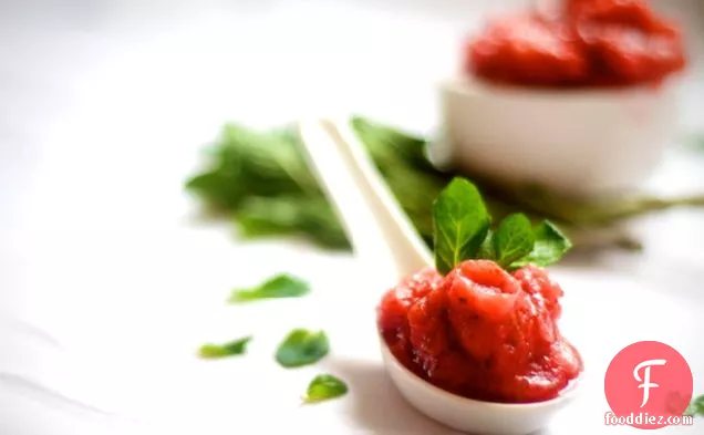 a for spring: strawberry mint sorbet