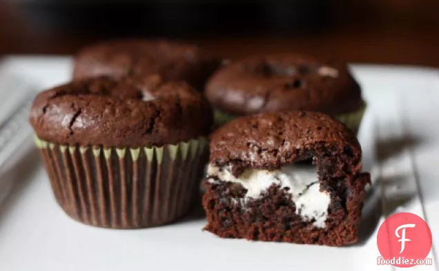 Mint Filled Brownie Cupcakes