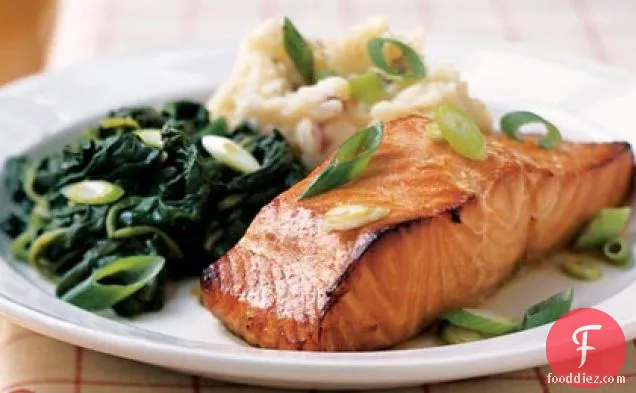 Citrus Salmon with Garlicky Greens