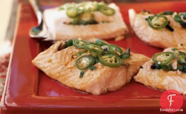 Steamed Salmon with Savory Black Bean Sauce