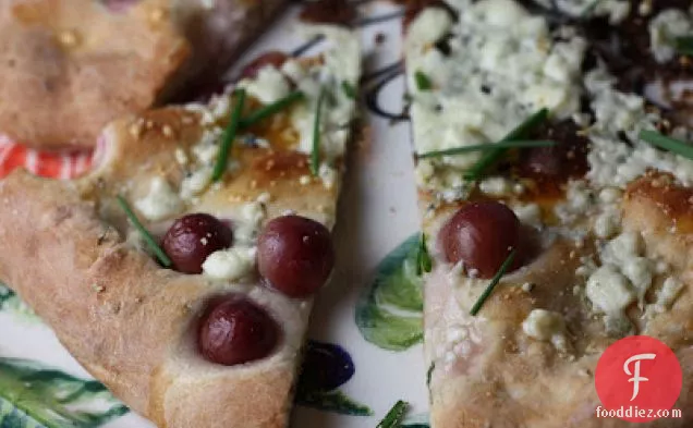 Rosemary Flatbread With Blue Cheese, Grapes, And Honey