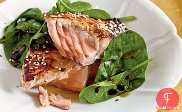 Miso-Glazed Salmon with Wilted Spinach