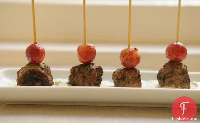 Kefta-style Meatballs With Grilled Grapes And Yogurt Sauce