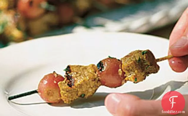 Spicy Grilled Pork & Grape Kebabs