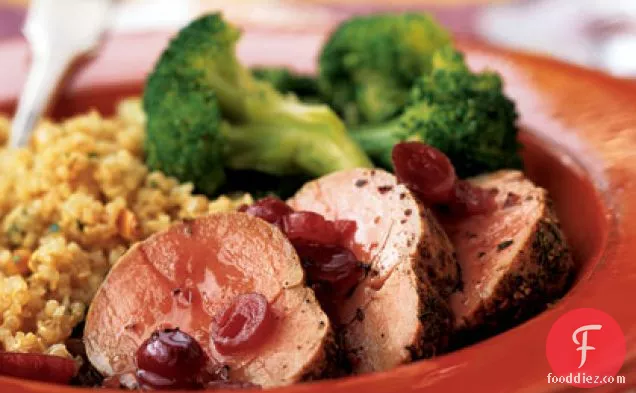 Roasted Pork Tenderloin Medallions with Dried Cranberry Sauce