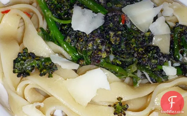 Tagliatelle With Purple Sprouting Broccoli, Anchovies And Pecorino