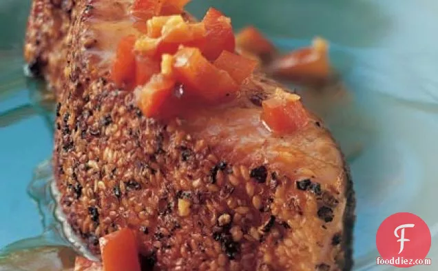 Pepper, Coriander, and Sesame Seed-Crusted Salmon