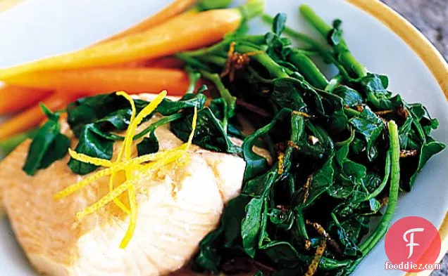 Salmon with Wilted Watercress and Lemon-Balsamic Dressing