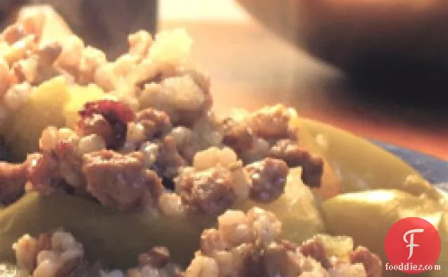 Healthy and Delicious: Baked Apples With Barley-Sausage Pilaf