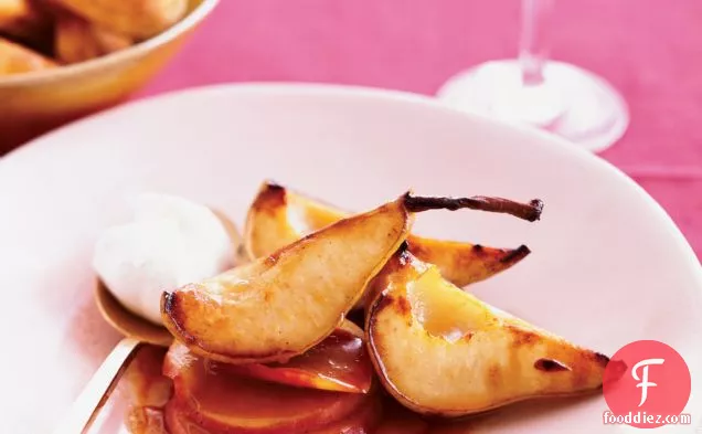 Moscato-Roasted Pears and Cider-Poached Apples