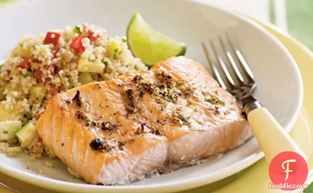 Broiled Salmon with Peppercorn-Lime Rub