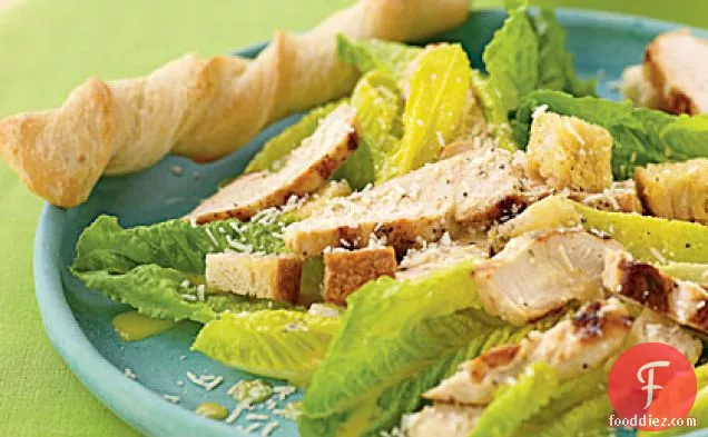 Hearts of Romaine Caesar Salad with Grilled Chicken