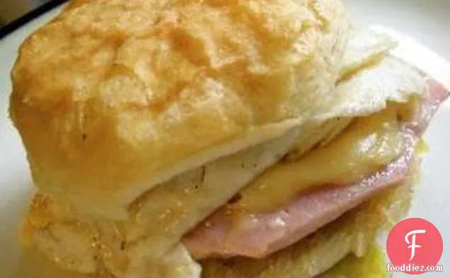Gouda Ham And Egg Biscuit And Spicy Apple
