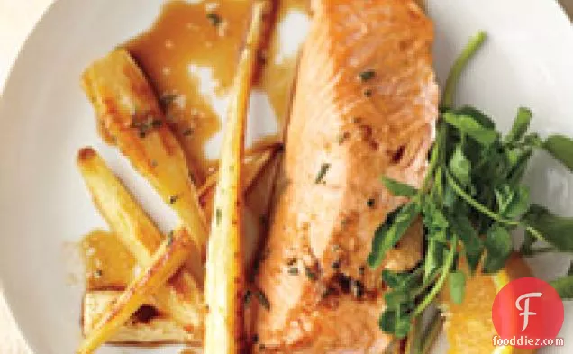 Roasted Salmon With Parsnips And Ginger