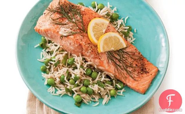 नींबू और डिल के साथ भुना हुआ सामन