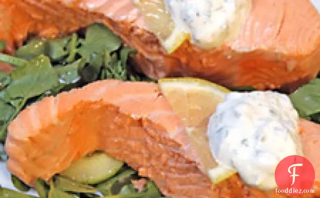 Poached Salmon With Lemon-caper Herb Sauce