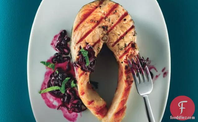 Grilled Salmon With Quick Blueberry Pan Sauce